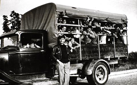 Lorry carrying child refugees